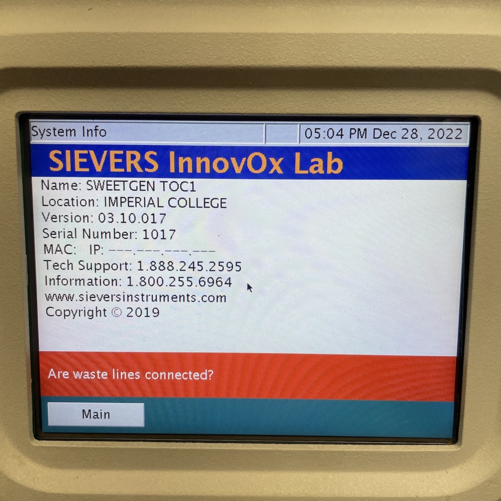 Sievers Innovox Es Laboratory Toc Analyser Total Organic Carbon